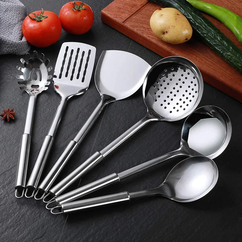 

Kitchen Utensil Set - 6 Cooking Utensils Non-Stick & Heat Resistant Kitchen Gadgets, Spaghetti Server, Ladle, Serving