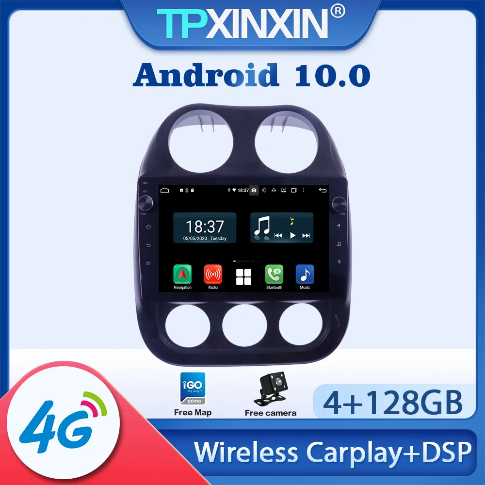 Автомагнитола 2DIN на Android 10 для Jeep Compass 2010 2011 2012-2016 мультимедийный видеомагнитофон