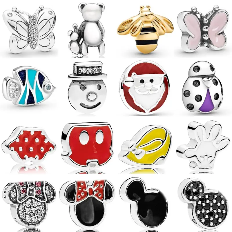 

Original Santa Mouse Bear Bee Butterfly Ladybird Locket Floating Charm Fit 925 Sterling Silver Bead Popular Necklace DIY Jewelry