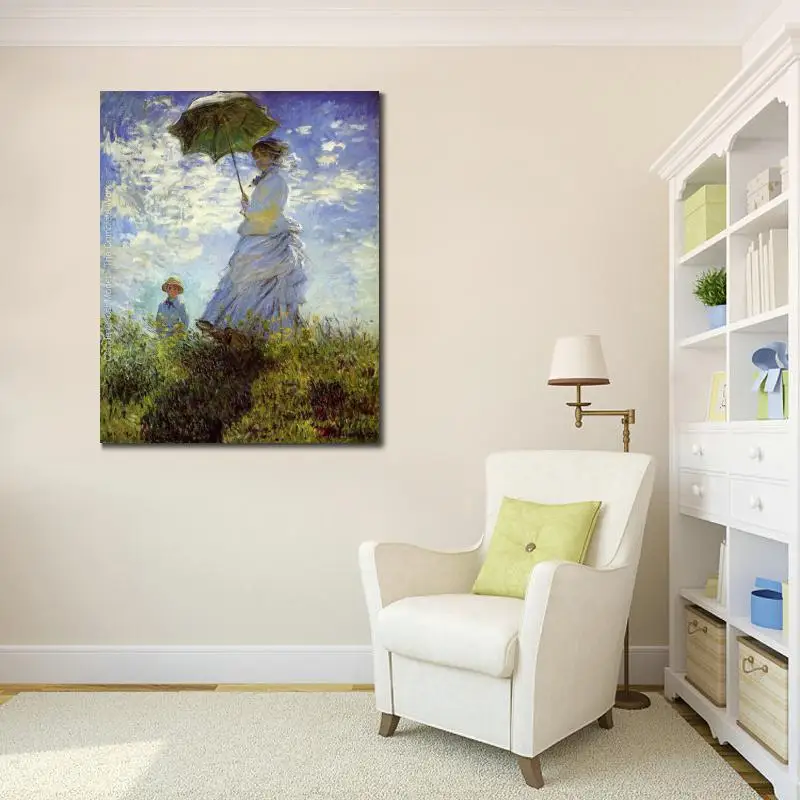 Картина маслом Клода Моне ручная роспись воспроизведение Прогулка женщина с