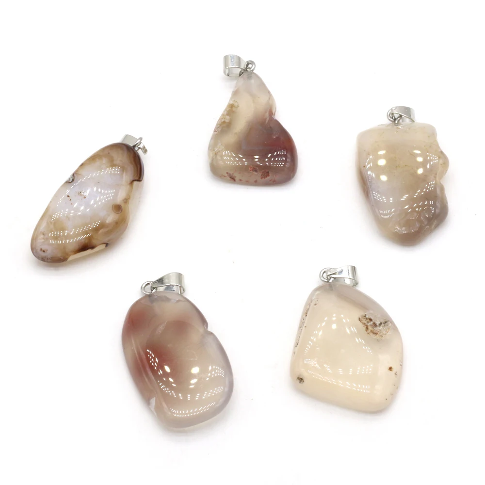 

Natural Agate Stone Pendants Irregular Polished Brown Agate Necklace Accessories for Jewelry Making Bracelet Stone Charms