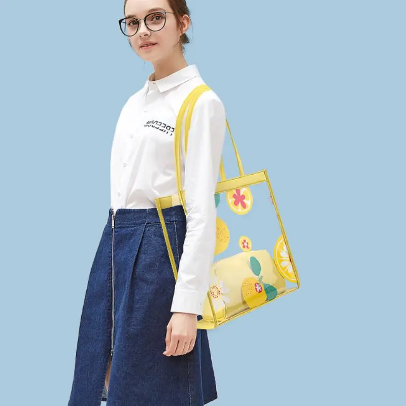 

Coolcept New Fashion Women Satchels Pvc Candy Color Summer Women Shoulder Bag Women Tote Bag Composite Bag Sweet Casual Handbag