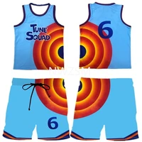 cosplay costume space jam james 6 movie tune squad basketball jersey set sports air dunk sleeve shirt singlet uniform suit