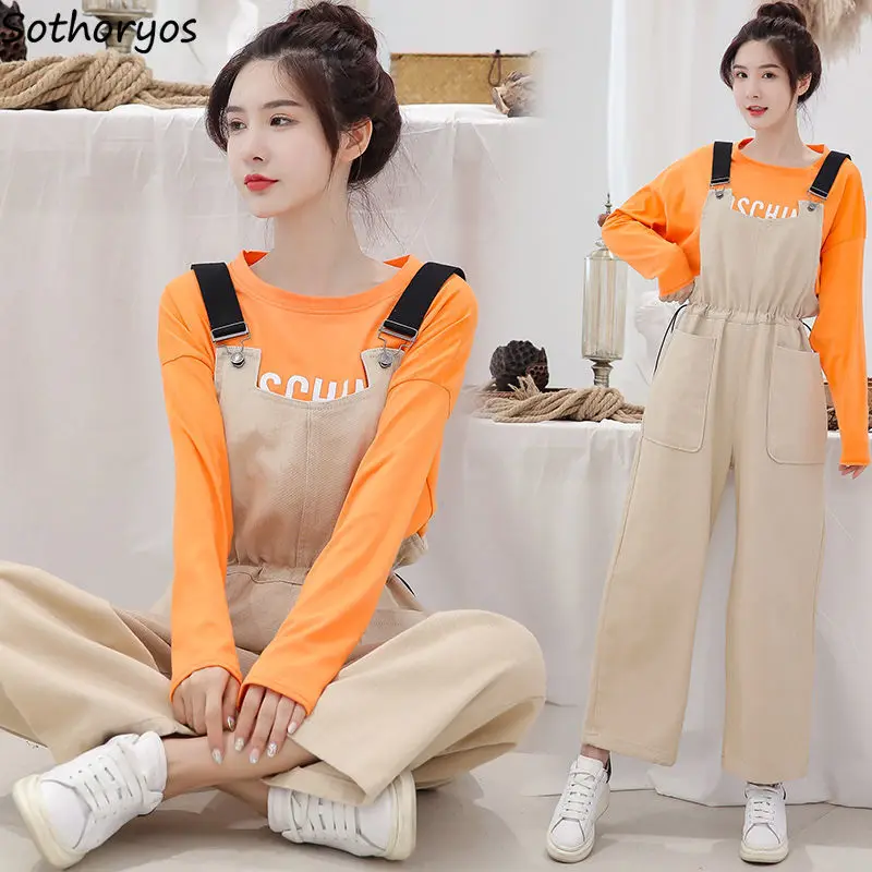 Женский комбинезон с поясом на резинке однотонный длиной до щиколотки прямыми