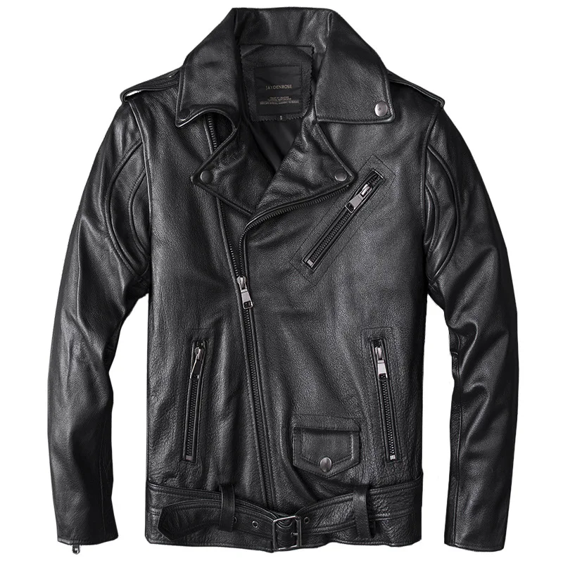 Black Spring Color Men Genuine Leather Coats Motorcycle Jacket Real Head Layer Cowhide 4XL New Clothing Male Bomber Jacket