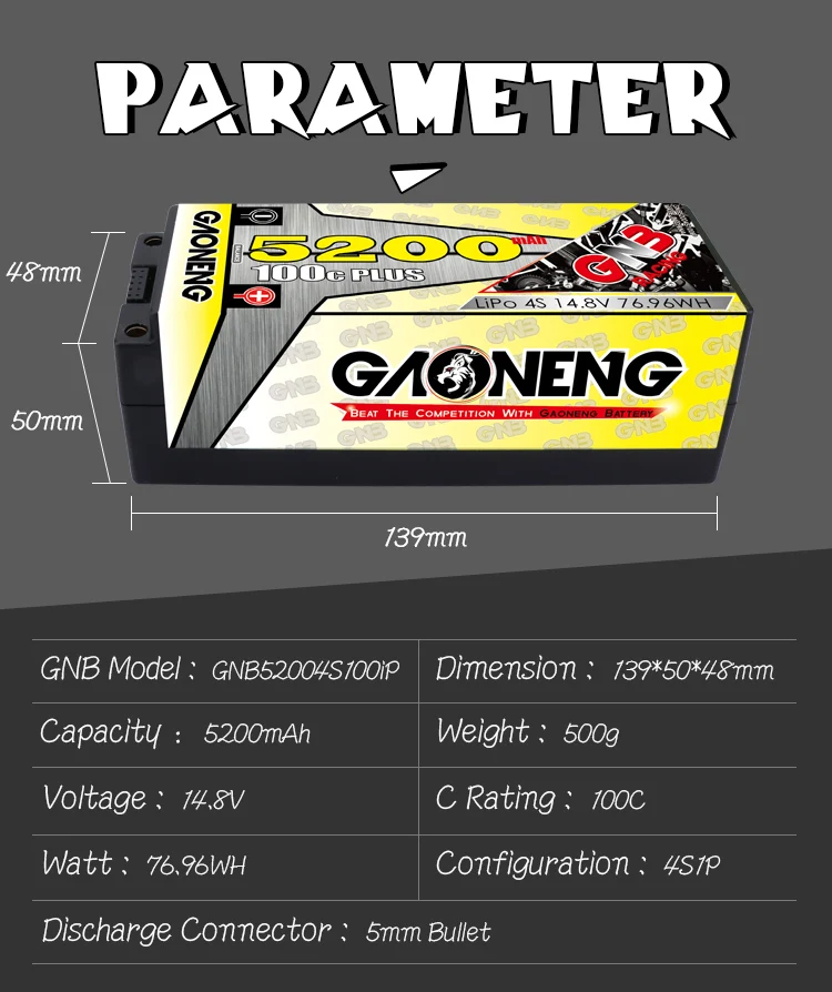 gaoneng gnb 5200 мач 4s 148 v 100c футляр чехол lipo бата