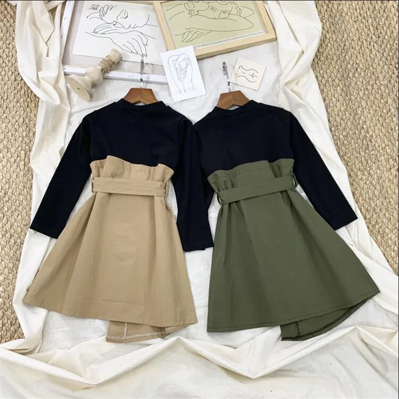 Весеннее хлопковое платье для девочек-подростков Повседневное с бантом на