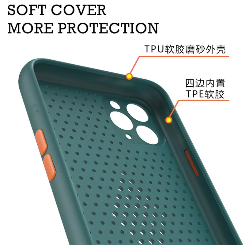 Чехол для телефона с отверстием защиты от тепла Huawei Mate 30 Pro P30 P40 Lite сетчатый