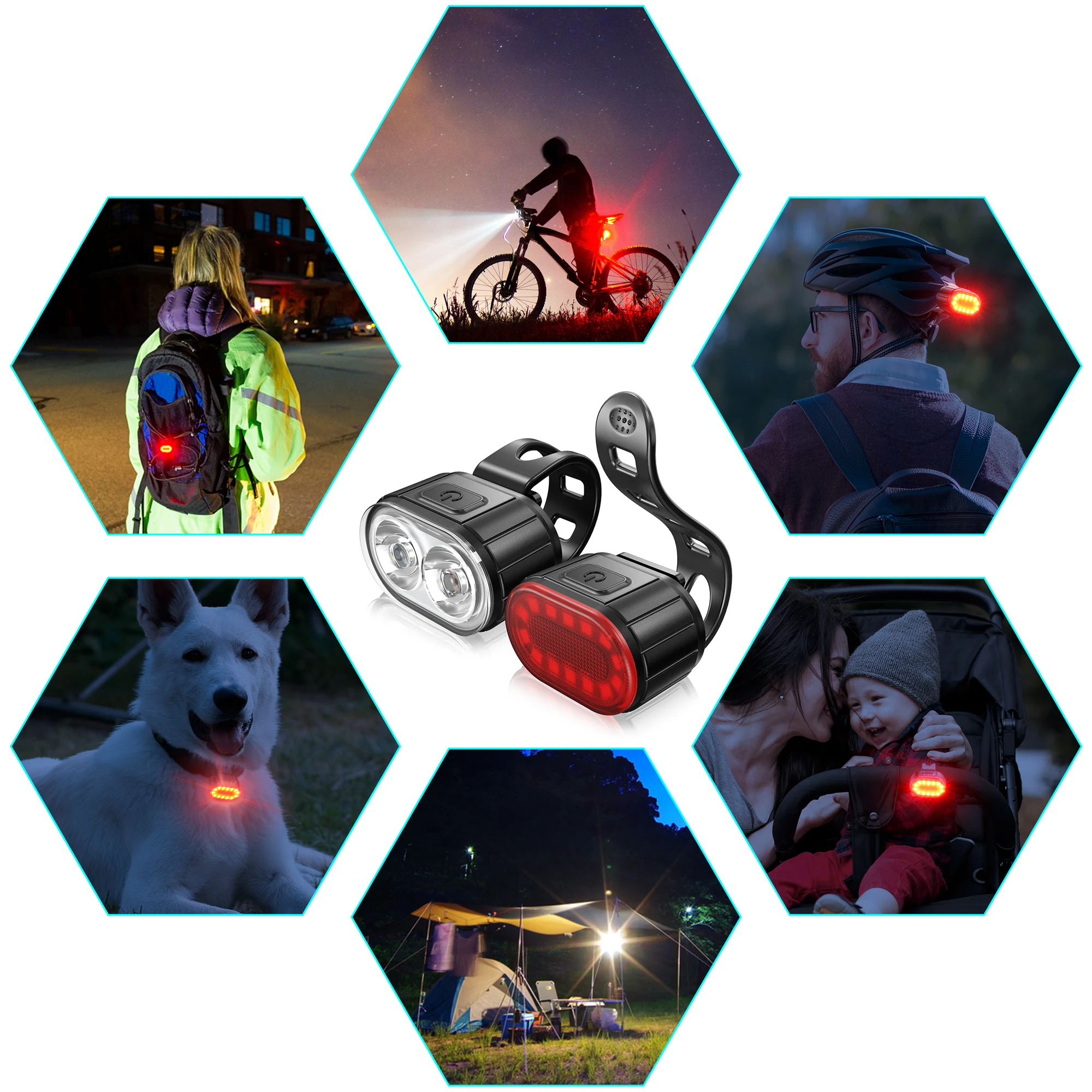 

Bicycle Light USB LED Rechargeable Cycle Front Back Waterproof Safety Warning Bike Riding Lamp
