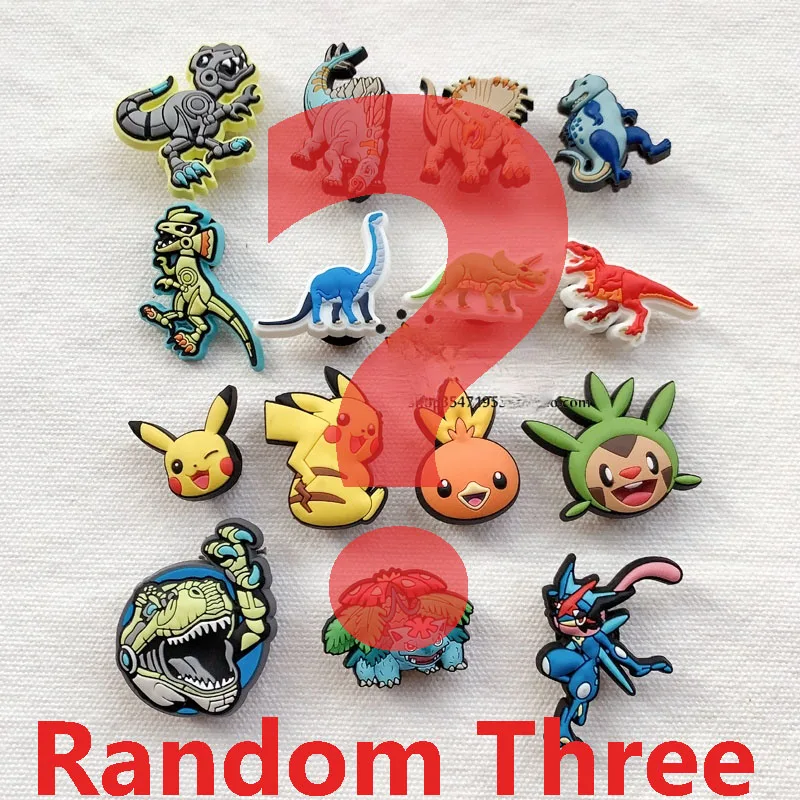 

Geniune Cute Shoe Charms Accessories Cartoon Dinosaur Pikachu Greninja Shoes Buckle Decorations for Sandals Charms Kids Gift