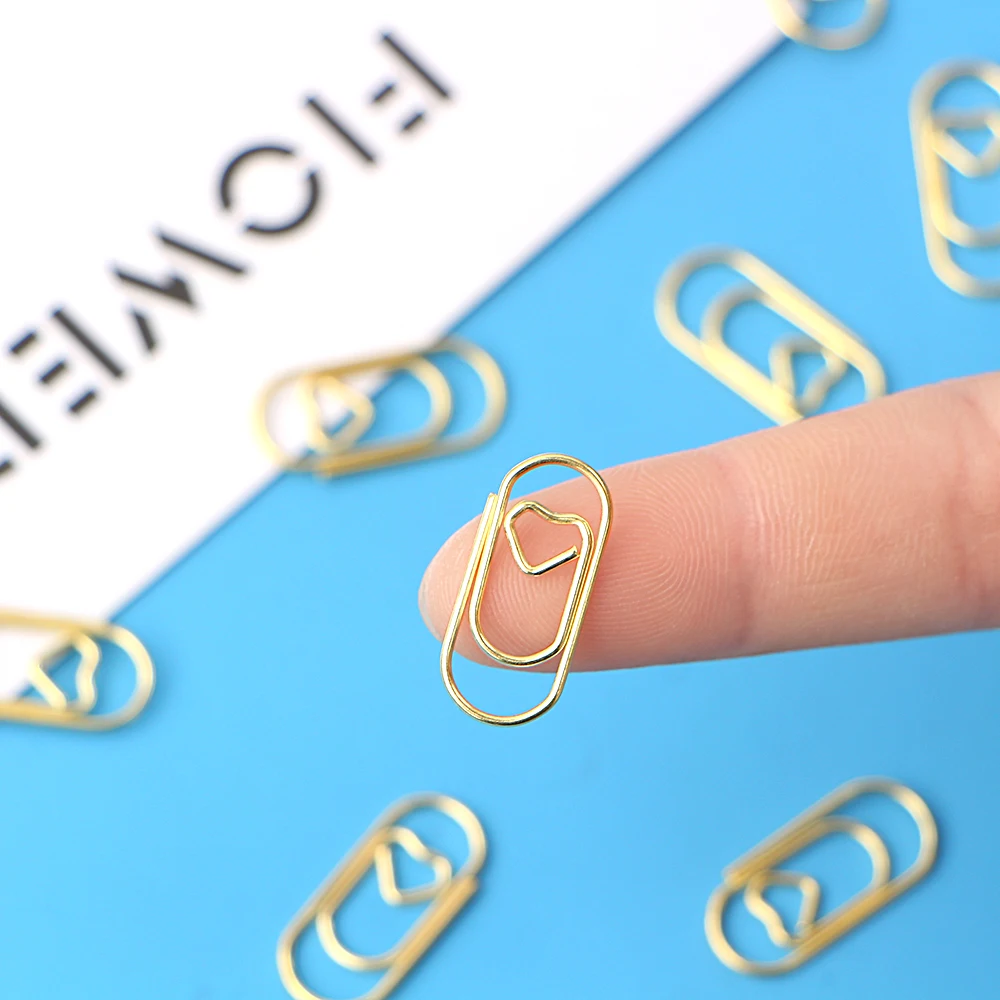 

50pcs/bag Metal Mini Heart Rose Gold Paper Clip Bookmark Planner School Office Stationery