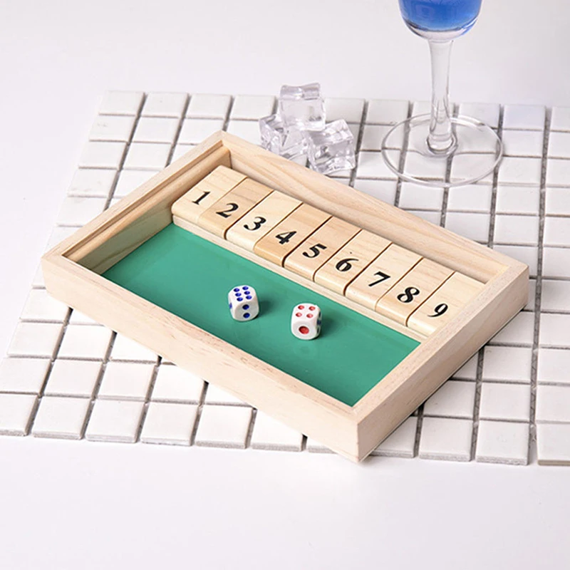 

Bar Cafe Family Party Wine Indoor Home Entertainment Wooden Number Drinking Game Board Game Shut The Box Set With Dices