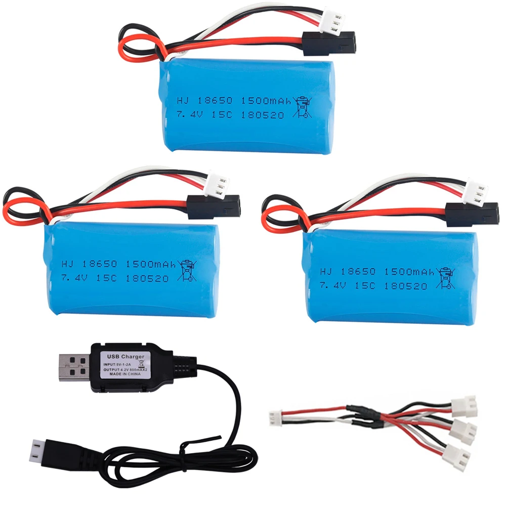 

7.4V 1500mAh Lipo Battery with USB Charger For BG1518 BG1513 BG1515 BG1507 BG1506 1/12 2.4G high speed RC truck toys accessories