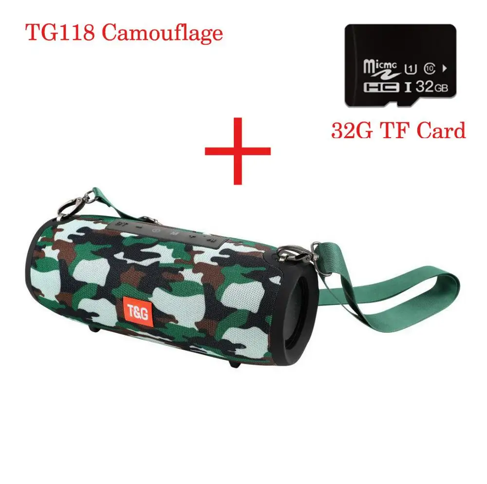 camouflage118 a 32G 40 Вт Bluetooth Колонка Портативная колонка динамик музыкальный плеер s Колонка Бумбокс с fm-радио Aux TF сабвуфер pk TG125 - Цвет: camouflage118 a 32G