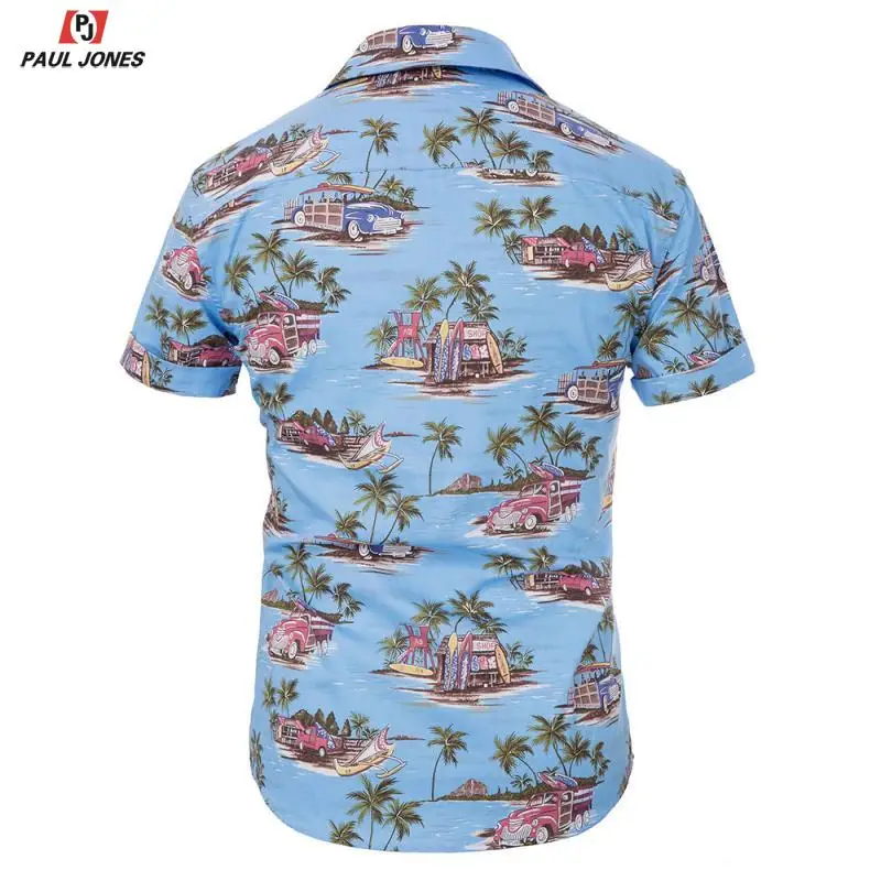 Мужская Повседневная рубашка с цветочным принтом PAUL JONES 98% хлопок летняя пляжная
