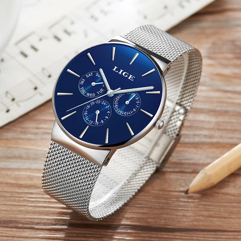 LIGE New Dress Women Watches Fashion Casual Rose Gold Quartz Watch Laides Business mesh steel Waterproof Clock Relogio Feminino | Наручные