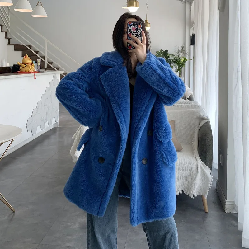 2020 Женская одежда зимняя верхняя пальто новое длинное шерстяное меховое Jurchen