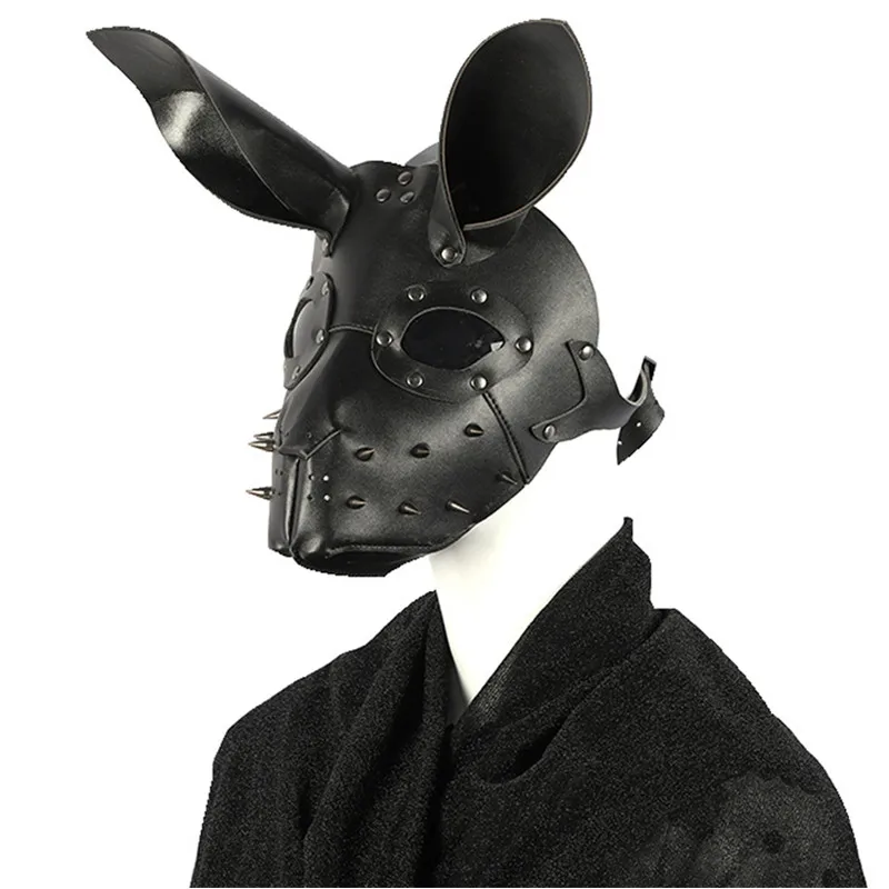 Маска кролика черная кожаная маска страшный костюм для косплея на Хэллоуин