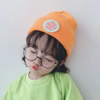 new children winter hats macaron embroidery boy girl knitted hat warm travel kids beanies caps baby wool cap 1 2 3 4 5 years