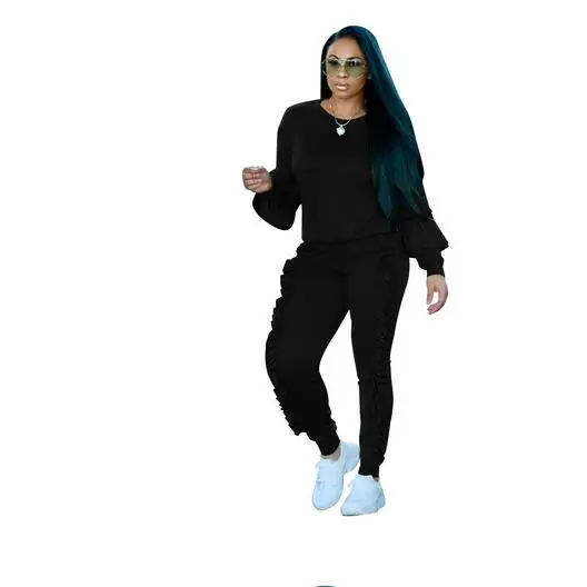 Большие размеры комбинезон с воланом из двух частей женские комбинезоны