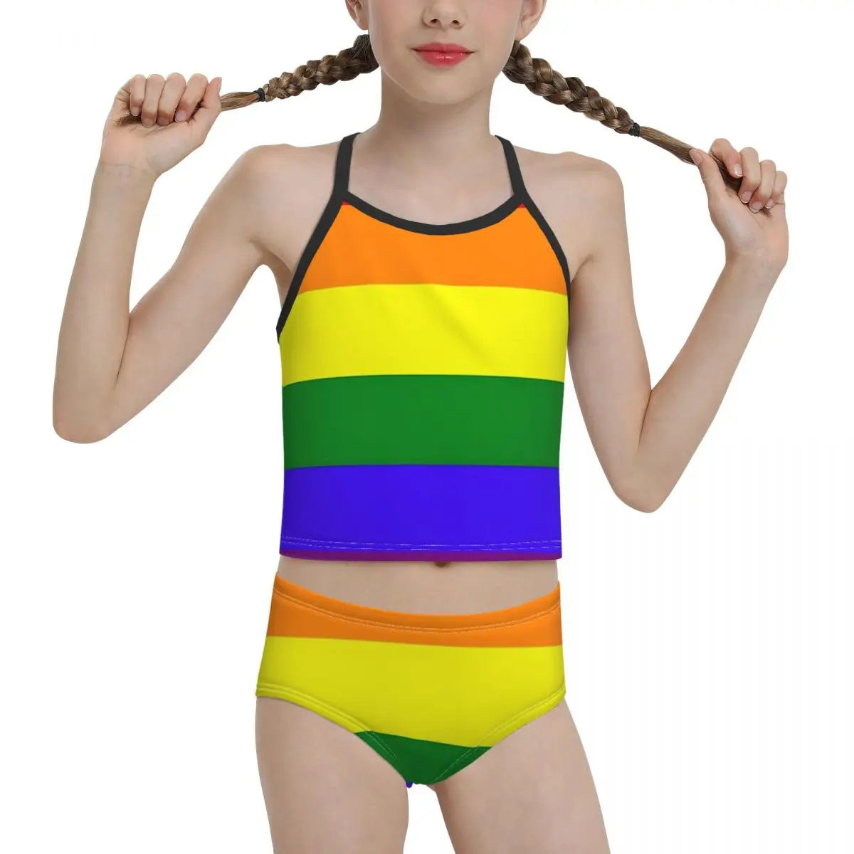 

patriotic Flag Swimsuit for Children young Girl Print Rainbow LGBTA Flag Bikini 2021 Wholesale Brand Girl Swimming Suit