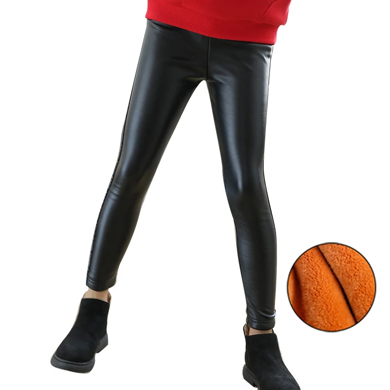 Новинка зимние теплые леггинсы для девочек бархатные плотные штаны из