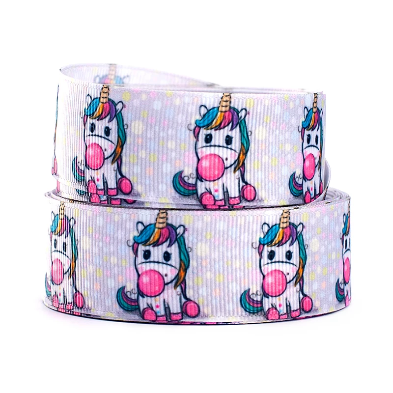 

10yards different sizes cute cartoon Unicorn pattern printed Grosgrain ribbon