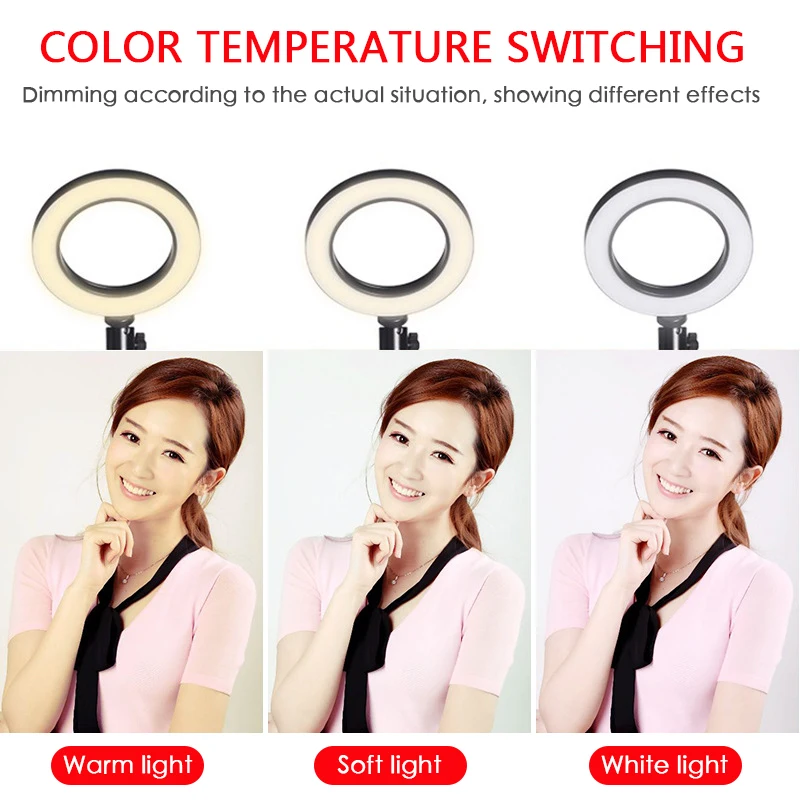 16 см кольцевой светильник с подставкой Rovtop светодиодный для селфи кольцо Аро де