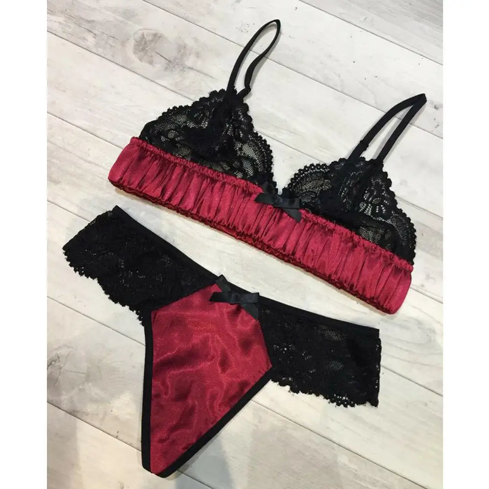 Нижнее белье женское кружевное сексуальное с стринги|Комплекты нижнего белья| |