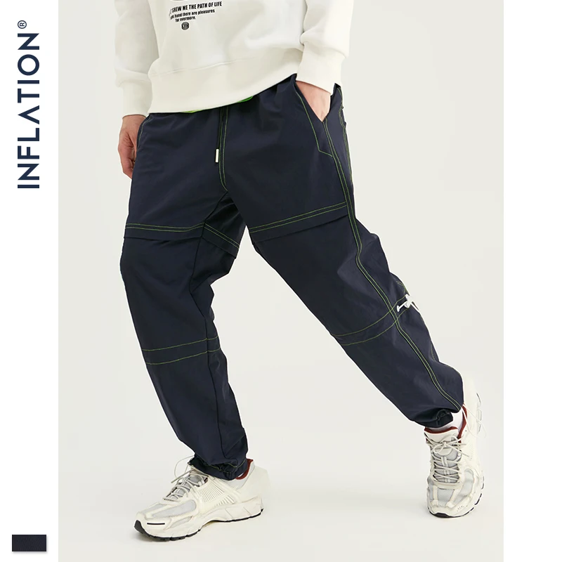 INFLATION 2019 FW Мужские штаны для бега с эффектом потертости на завязках поясом