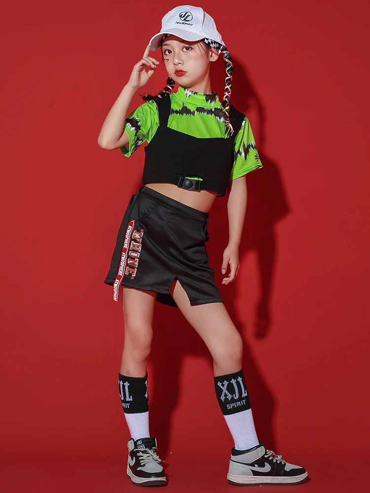 

Summer Street Dance Costume For Girls 3 Pcs Jazz Practice Wear Hip Hop Performance Stage Clothing Catwalk Show Suit YS1795