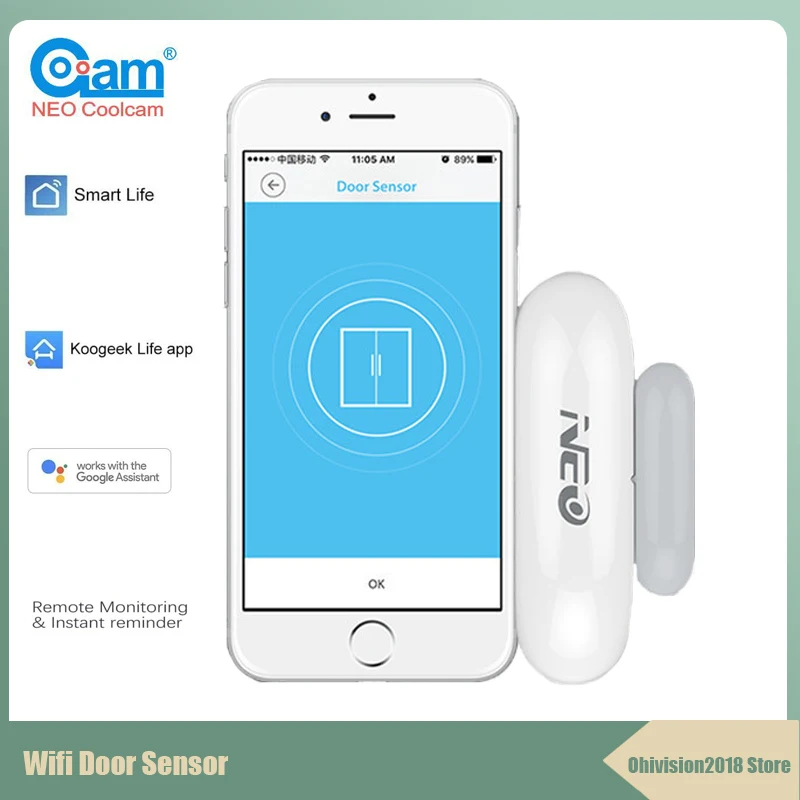 Coolcam NAS-DS01W WiFi умный датчик двери окна магнитный детектор контактов уведомления
