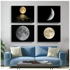 Плакат на холсте Луна, Минималистичная Настенная картина Луна, абстрактная живопись, картины в скандинавском стиле, Современное украшение для дома