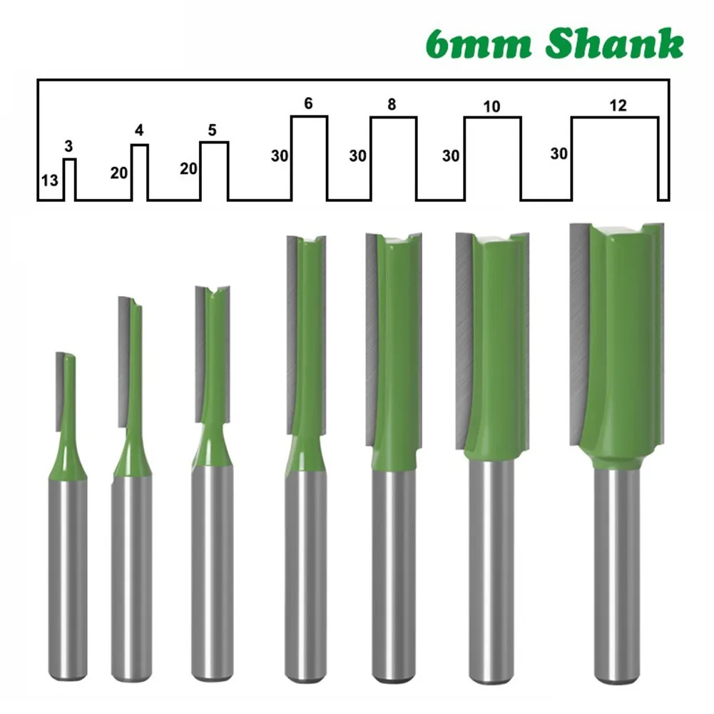 

6mm Shank Flush Trim Router Bit Bearing Blade Template Wood Milling Single Double Flute Straight Cutter Carving Pattern Bit