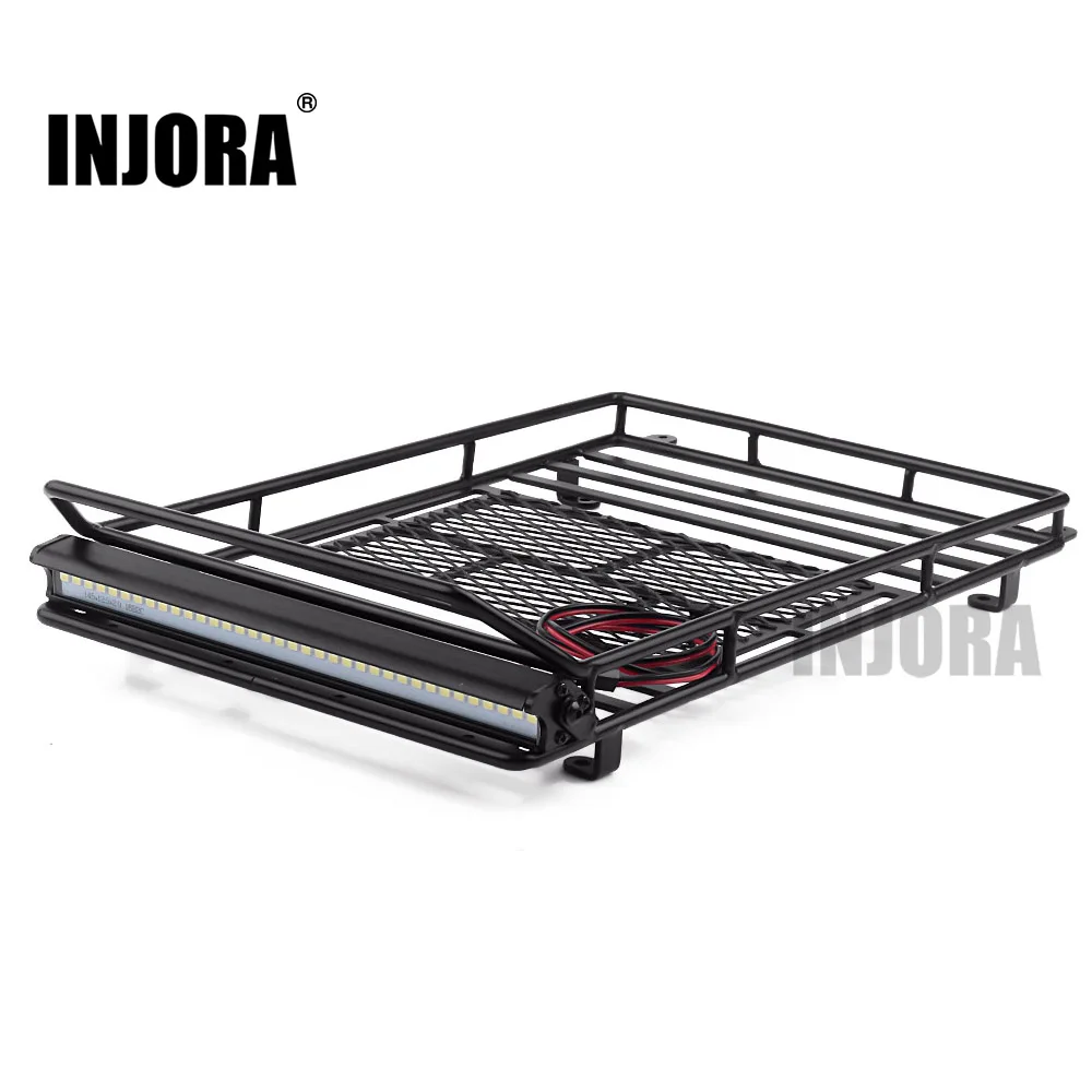 Injora 245*150 мм багажник на крышу с светодиодный световой панелью для 1/10 RC Гусеничный автомобиль осевой SCX10 90046 Traxxas TRX4