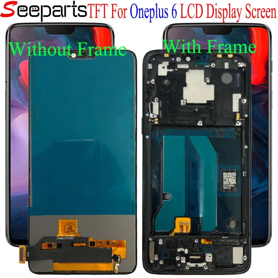 TFT для Oneplus 6 ЖК-дисплей кодирующий преобразователь сенсорного экрана в сборе 1+ 6 экран с рамкой 6,2" для Oneplus6 замена экрана