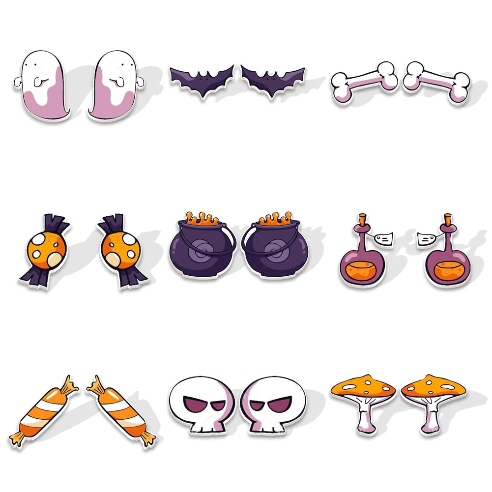 

Черные серьги-подвески с рисунком призрака летучей мыши на Хэллоуин