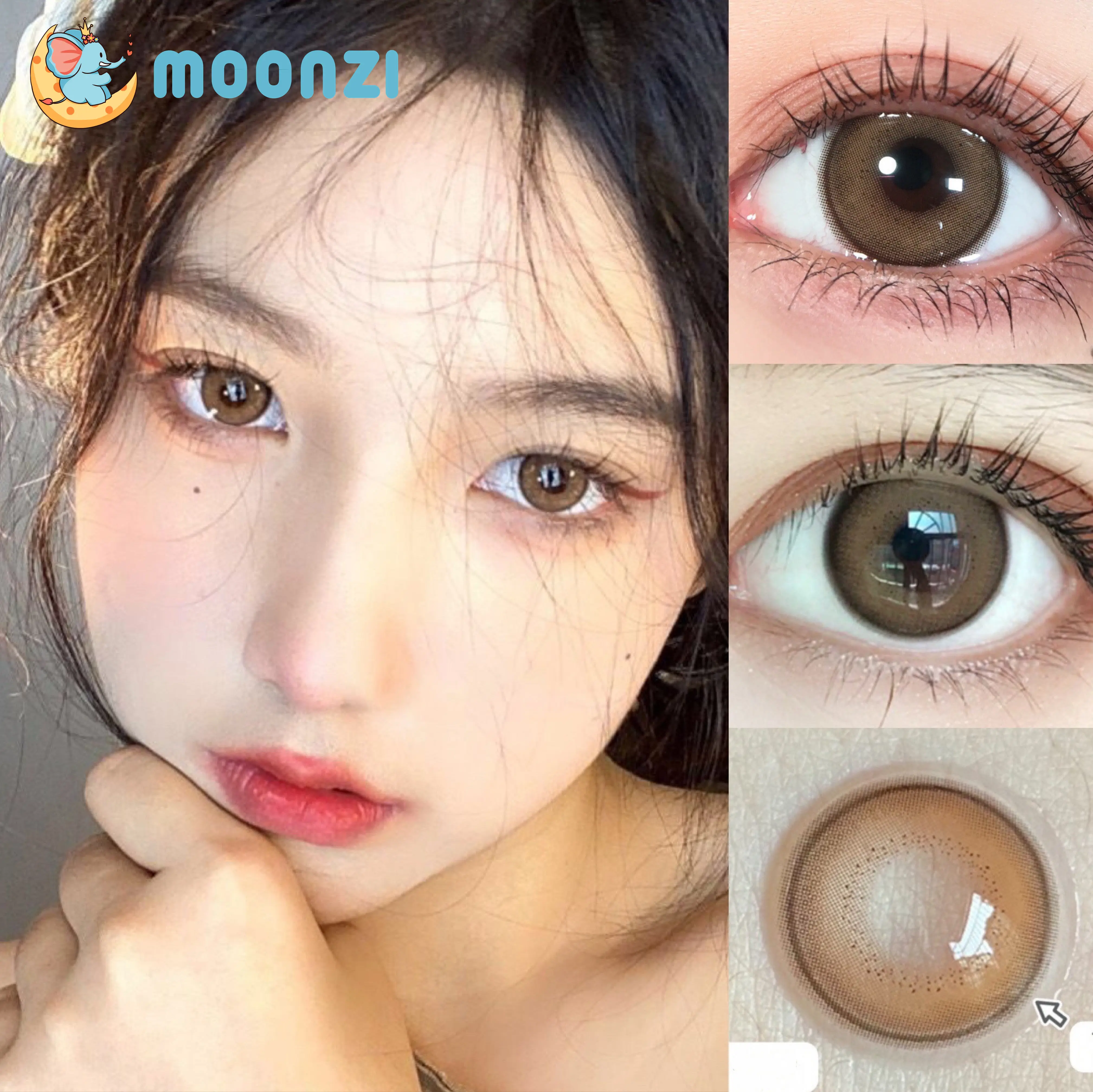 

MOONZI caramel brown Soft Eye Contact Lenses for eyes High Quality Big Natural Colored Small Beauty Pupil Degrees Myopia Prescri