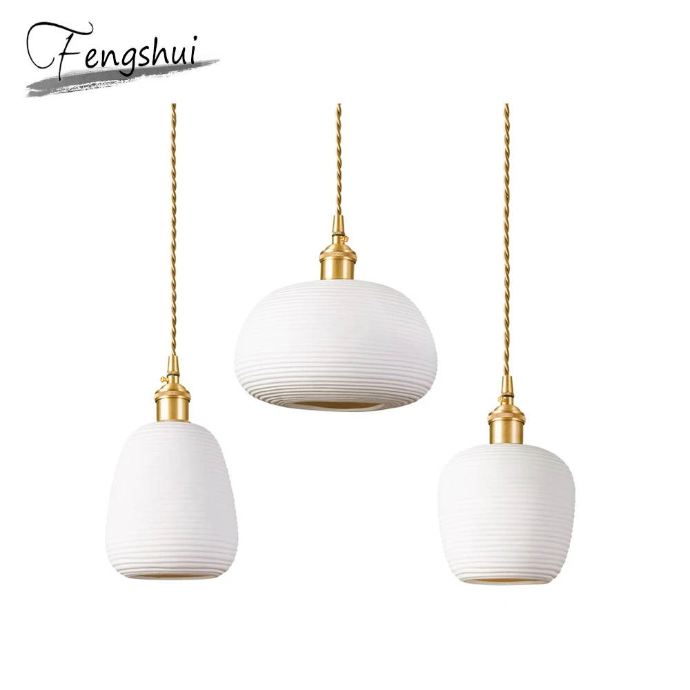 Медные подвесные светильники в японском стиле Керамический потолочный