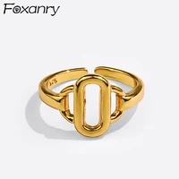 foxanry minimalist 925 stamp rings for women new fashion simple hollow geometric elegant wedding bride jewelry gifts