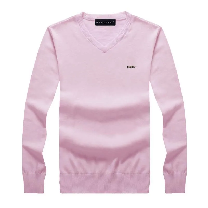 Мужской трикотажный свитер с длинным рукавом и V-образным вырезом | Мужская