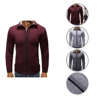 knitted cardigan ribbed cuff soft texture two pockets stand collar men knitted jacket cardigan sweater for holiday