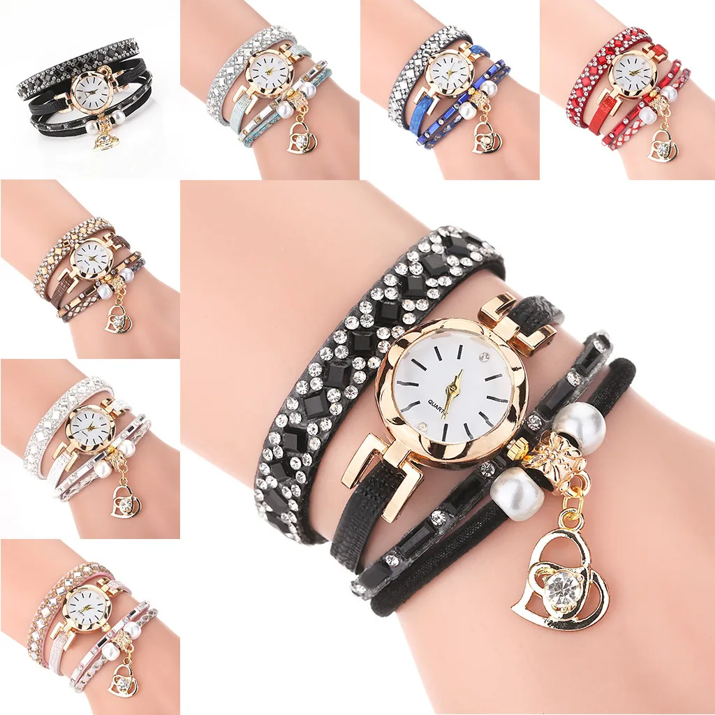 

Ladies Quartz Watch Retro Shining Love Circle Multicolor Round Dial Analog Quartz Watch Holiday Gift relogio feminino 50*