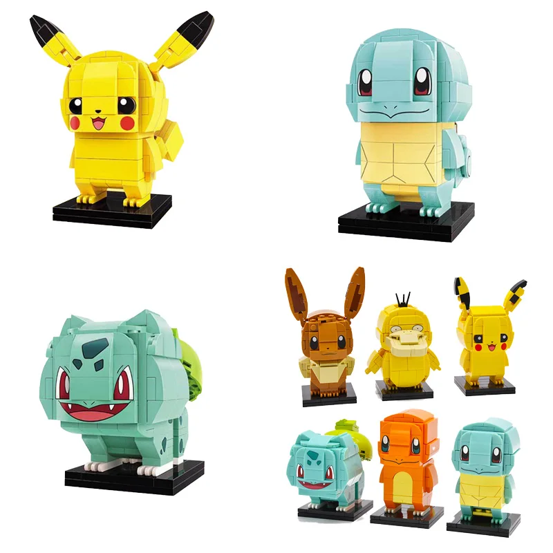 

Takara Tomy Pokemon Charmander Psyduck Eevee Pikachu Squirtle Bulbasaur Anime Building Blocks Toys Anime Anime Action Figures