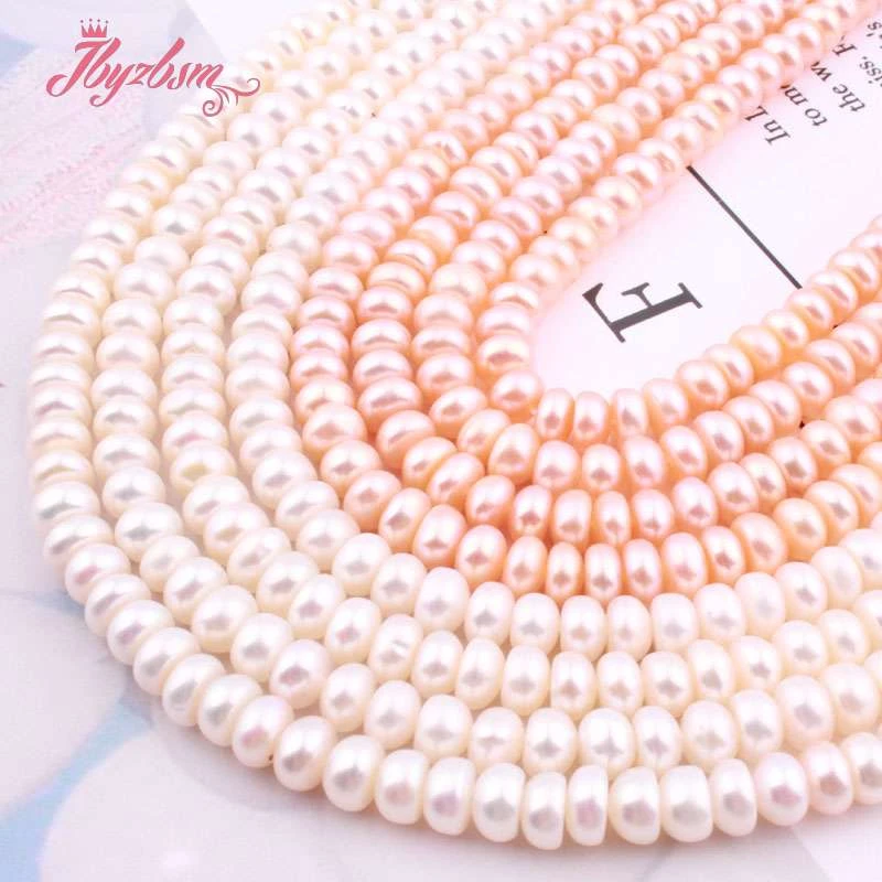 

4x6mm Natural Rondelle Cultured Freshwater Pearl Bead Loose Natural Stone Beads For DIY Jewelry Making Necklace Bracelet Str 15"