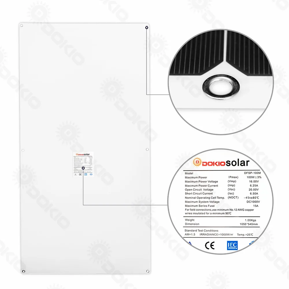 DOKIO 12 в 100 Вт 32 ячейки монокристаллическая Кремниевая солнечная панель