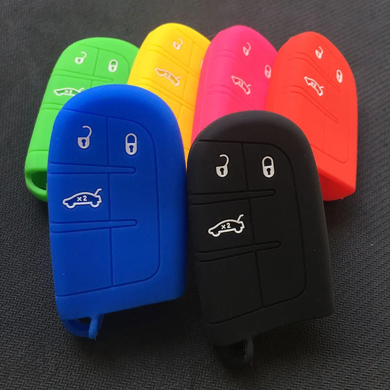 Силиконовый чехол для автомобильного ключа Защитный Jeep Grand Cherokee Chrysler 300C Renegade Fiat