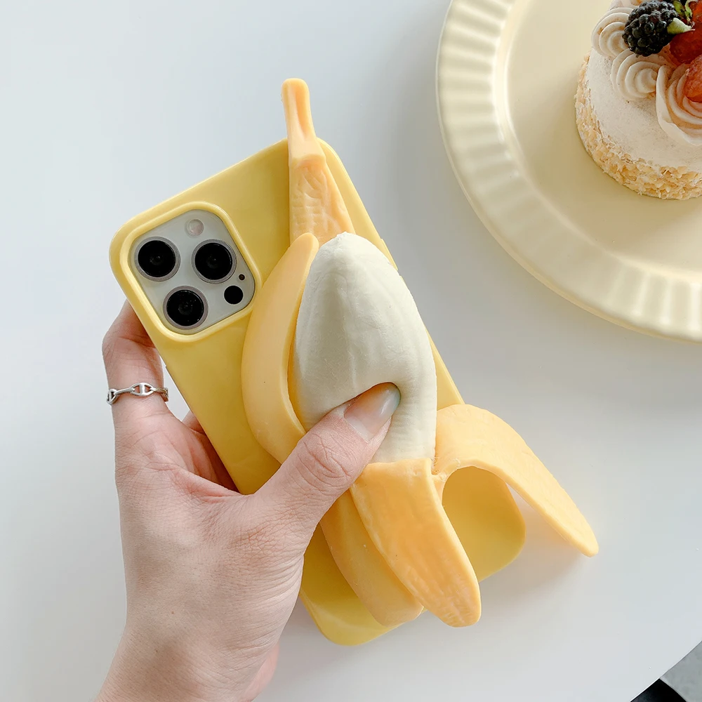 

3D Stress Reliever banana Phone Case For OPPO FIND X2 R9 R9S R11 R11S Plus R15 R17 Realme 3 6 Pro Soft Silicon Holder Cover