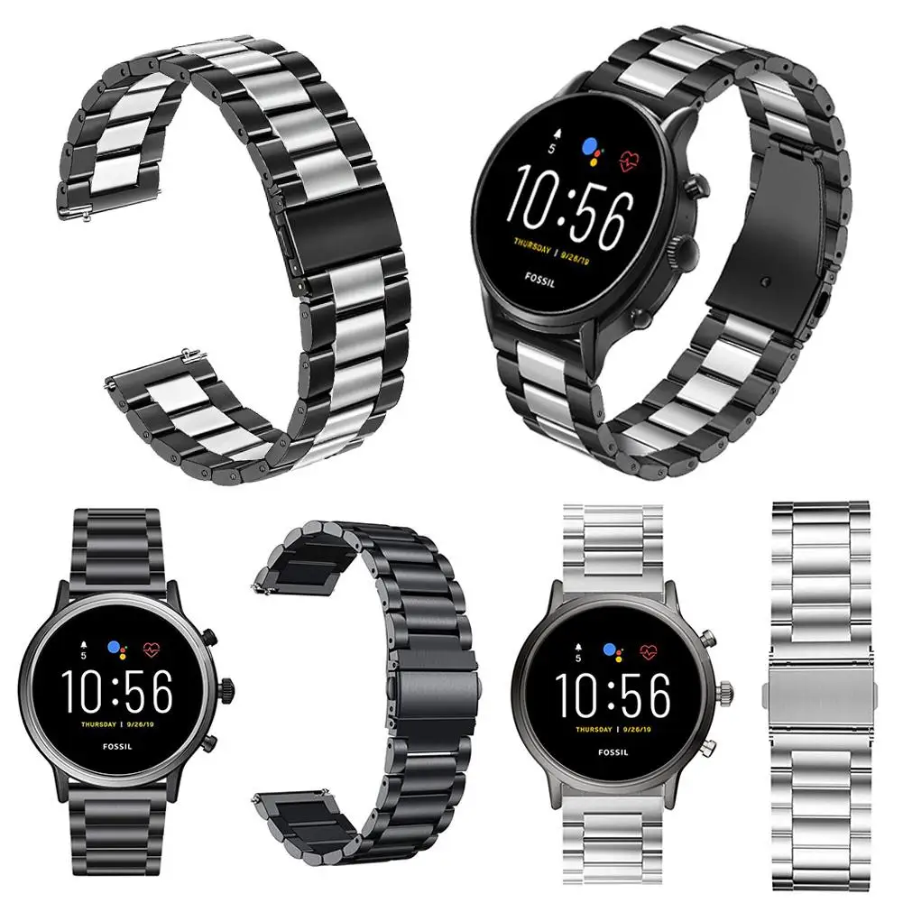 General 22mm Metal Stainless Steel Strap Watch Band For Fossil Gen 5 Samsung Gear S3 Galaxy 46mm Quick Release Bands | Электроника