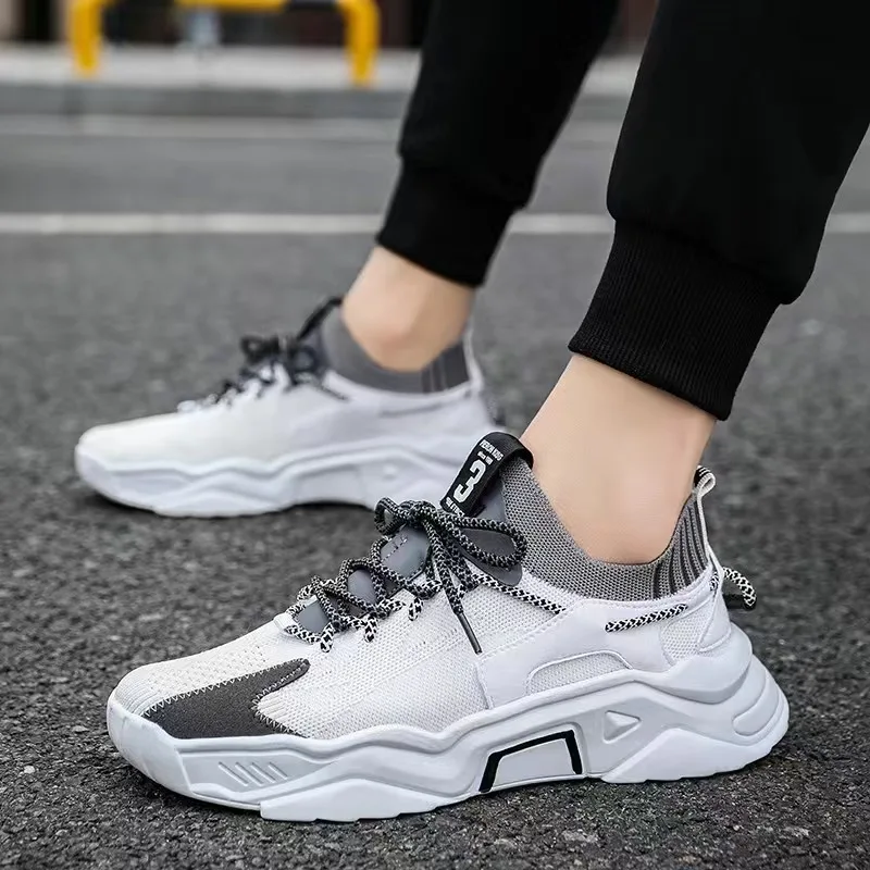 Мужские сетчатые кроссовки легкие удобные дышащие сникерсы на шнуровке